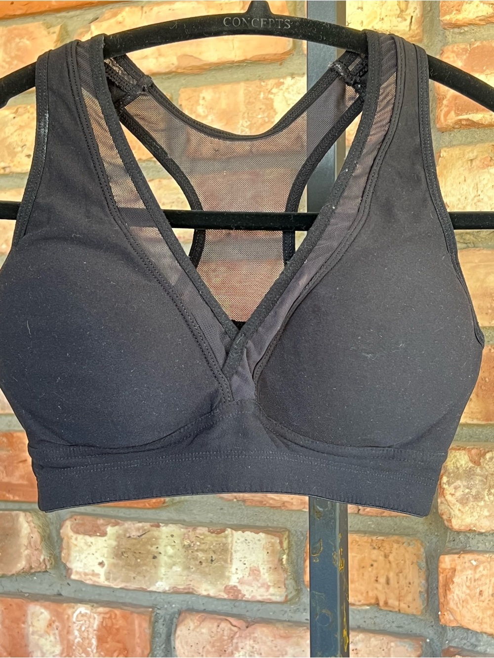 Spalding Black Mesh Racerback Sports Bra